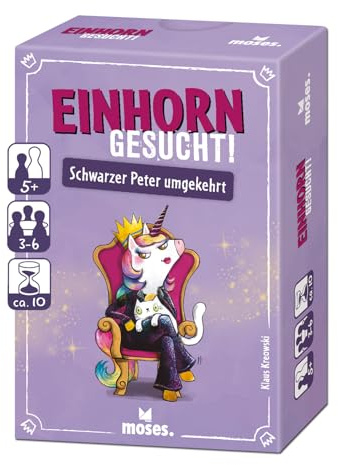 Moses. Einhorn gesucht, Einhorn-Kartenspiel nach dem Schwarzer-Peter-Prinzip, umgekehrter Spielklassiker mit magischem Twist, Familienspiel & Reisespiel für Kinder ab 5 Jahren