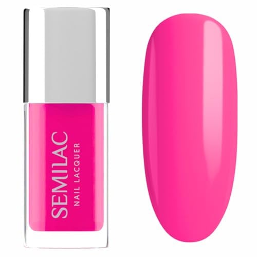 Semilac Nagellacke 119 Neon Pink 9 ml – Neon Pink Nagellack, knallige Sommerfarbe mit hoher Deckkraft