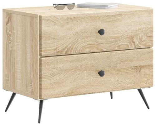 vidaXL Nachttisch Sonoma-Eiche 62 x 34,5 x 47,5 cm Holzwerkstoff, Wohnzimmer, rechteckiger Tisch, modernes Design, viel Stauraum, minimaler Stand, Smarter Raumlösungsakzent