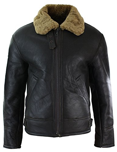 UCF Mens Real Leather Sherling Sheepskin Original B3 Flying Pilot Jacket Warm Winter