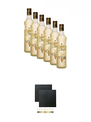 Tekirdag Gold Raki Türkei 6 x 0,7 Liter + Schiefer Glasuntersetzer eckig ca. 9,5 cm Ø 2 Stück