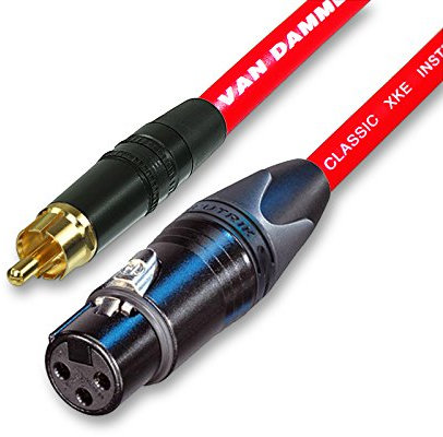 Gold Plated RCA to Female XLR. Quality Black Van Damme un-balanced instrument Cable (10m, Red)