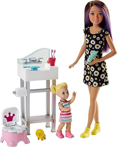 Barbie Skipper Babysitters Playset and Doll, with Skipper Doll, Toddler Doll and Potty Training Accessories