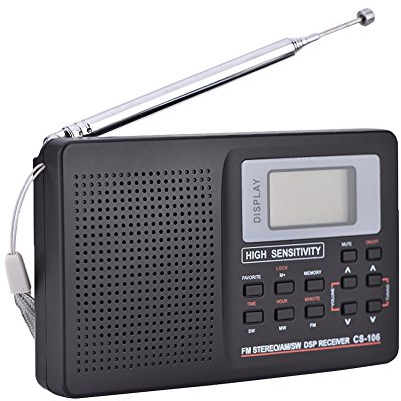 Richer-R Radio-Réveil avec Alarme, Radio FM/AM/SW/LW/TV Récepteur à fréquence Réelle,Fonction de rétro-éclairage Automatique Légère et Portable(Type 2, 9 KHz)