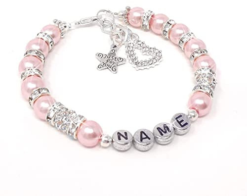 Handmade Personalised bracelet jewellery for girls sister women baby's Flower girl eid gifts made any charm of choice any size. baby christening gift