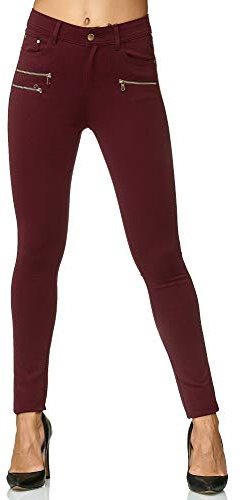 Elara Damen Stretch Hose Skinny Fit Jegging Chunkyrayan H86-5 Wine 38 (M)
