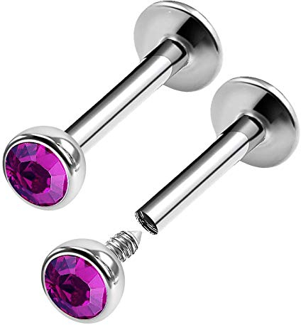 KJM FASHION 2 Stk Stahl Labret Monroe 1,2 mm 16 g 8mm 5/16 Lip Medusa Spiderbite Snakebites Ohrringe Spider Bite Piercing Schmuck 0288