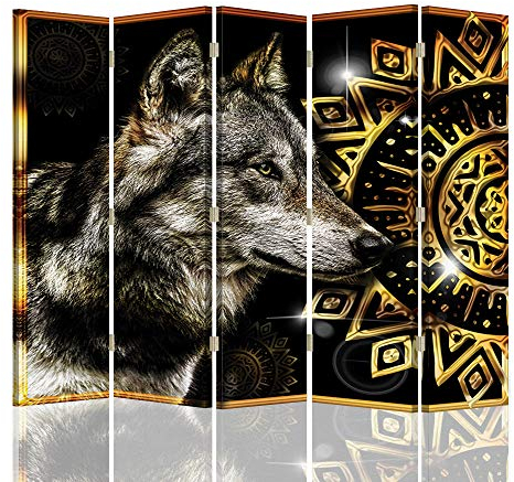 Feeby Trennwand Pinnwand Wolf Paravent 5 TLG 360 Grad beidseitig Schwarz 180x175 cm