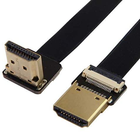 chenyang CYFPV - Cavo piatto da HDMI maschio a HDMI maschio, ad angolo retto di 90 gradi, HDTV FPC, per fotografia aerea FPV HDTV multicopter (angolato verso l'alto, 0,2 m)