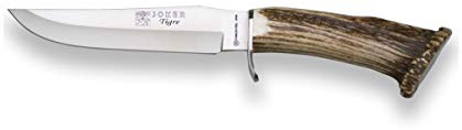 Joker Jagdmesser Tigre CN34, mit Hirschkronengriff und Edelstahlklinge 17 cm, 300 g, Edelstahlzwinge, Angelgerät, Jagd, Camping und Wandern.