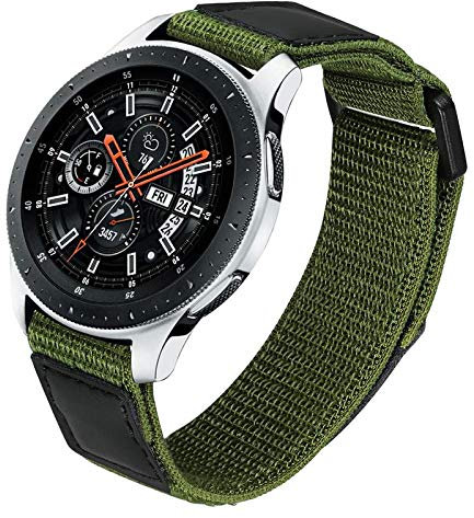 TRUMiRR Ersatz für Huawei Watch GT 3 Pro 46mm/GT Runner 46mm/Samsung Galaxy Watch3 45mm/Galaxy Watch 46mm/Gear S3 Nylon Armband, 22mm Schleife Gewebte Nylon & Echtes Leder Uhrenarmband