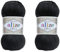 Alize Diva Yarn Handstrickgarn, 100 % Mikrofaser-Acrylgarn, Alize Diva, Seiden-Effekt, Häkelgarn, Kunst, Spitze, Basteln, 2 Knäuel, 200 g, 60-schwarz, 2 Knäuel