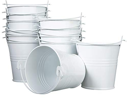 ISIYINER 12 Piezas Mini Cubos de Metal de Lata para Plantas de Jardinería Decoración de Fiestas Boda Cumpleaños 7.5×7.5×5.5 cm