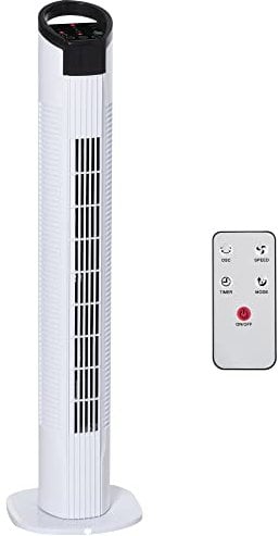 HOMCOM 31 Freestanding Tower Fan, 3 Speed 3 Mode, 7.5H Timer, Oscillating, LED Panel, Remote Control, 31 Inch Standing Fan, White