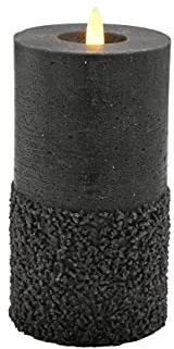 Klocke Dekorationsbedarf Edle LED Kerze mit rustikaler Oberfläche - Timer - Echtwachs - Realistisch Flackernd (Schwarz, Höhe: 13,5cm - Ø 8cm)