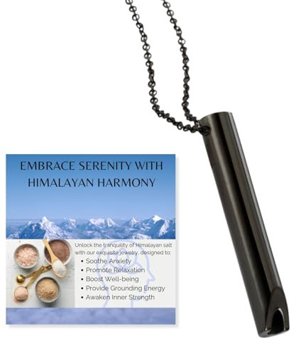 Halukakah ZenAtmende Halskette Rhodiumschwarz Plattiert: Meditations und Angstlinderungswerkzeug zur Entspannung, Stressreduktion und Atemübung,mit Luxuriösem Himalaya-Salz,Kette für Männer und Frauen
