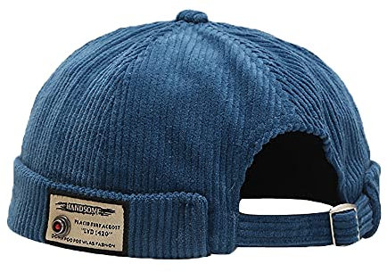 Herrenmütze, Dockermütze, Beanie, Matrosenmütze, Arbeitermütze, Rollmanschette, Retro, randlos, verstellbar (DZM93 x Blau), Dzm93 x Blau, Einheitsgröße