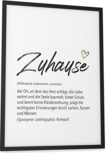 Papierschmiede® Herz Definition: Zuhause, 30x40 cm, Bild Home Kunstdruck Familie, Poster für Wohnzimmer, Schlafzimmer, Wandbild Wanddeko Geschenk Geburtstag Haus Einweihung ohne Rahmen