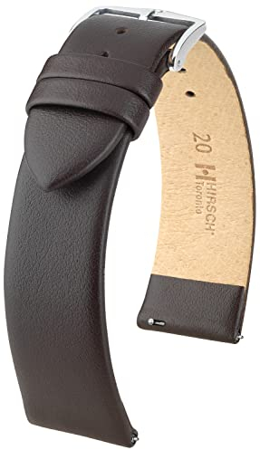 HIRSCH Toronto Uhrenarmband - Uhrband aus italienischem Leder für Damen- & Herren-Uhren - mit Werkzeug - Braun - 22 mm