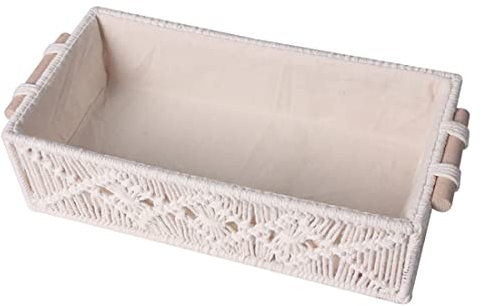 Boho Aufbewahrungskorb Geflochten Makramee Körbe Baumwollseilkorb Dekokorb, Dekorative Geflochtene Körbe Aufbewahrungsboxen Aus Baumwollseil, Badezimmer Organizer Für Kosmetik Spielzeug Snack