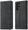 QLTYPRI Custodia a portafoglio per Samsung Galaxy S22 Ultra, in pelle opaca vintage, con slot per carte di credito, supporto magnetico, antiurto, custodia a libro per Samsung S21 Ultra 5G, colore nero
