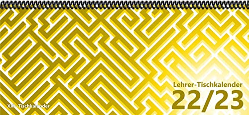 Lehrer - Tischkalender 2022/23: XXL-Tischkalender, Bunt-Kalender Labyrinth gelb 14,5 x 32,5 cm, quer, Juli 2022 - September 2023