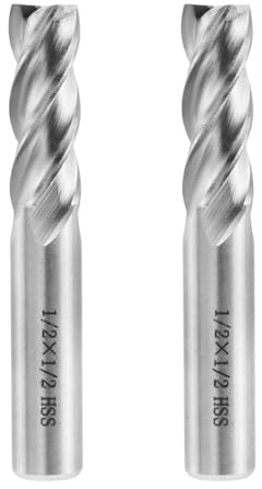 Rannb Square End Mill 1/2 Cutting Dia x 1/2 Shank Dia 4 Flute Straight End Mill Cutter - 2pcs