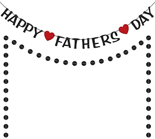 Banner mit Aufschrift Happy Fathers Day, Schwarz / Gold, glitzernd, Vatertags-Party-Dekoration, Vatertagsparty-Hintergrund (schwarz)