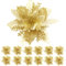 kintsukuroi Weihnachtssterne mit Glitzer-Weihnachtsstern, 12 Stück, künstliche Blumen, Dekoration mit Ornament-Clips und Stielen, Glitzer-Weihnachtsstern, Dekor, Blumendekoration (Gold)