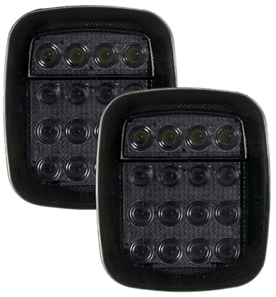 VVEDIK 2 Stücke/Set 16 LEDs Universal Rücklicht Bremse Rücklicht Für Jeep Wrangler YJ TJ CJ JK,Schwarz