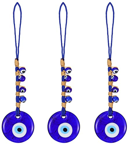 Gadpiparty 3Pcs Böser Blick Perle Hängendes Türkische Nazar Perle Anhänger Dekorativer Glücksbringer Türkisches Amulett Schlüsselanhänger Feng Shui Hängende Dekoration Für Auto