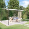 Homgoday Pavillion Markise Gartenpavillon Pergola mit Geschwungenes Dach UV Schutz Sonnenmarkise Anbaupavillon Partyzelt Garten Terrasse Balkon Creme 4x3 m 180 g/m² Stoff und Stahl