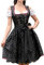 Clearlove Dirndl Damen Midi Set 3 Teilig Elegant Kurz Trachtenkleid inkl. Dirndl Kleid Dirndlschürze Dirndlbluse für Oktoberfest(A-Schwarz,38)