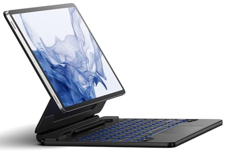 Dexnor Custodia per Samsung Galaxy Tab S8+/S7 FE/S7 Plus con tastiera con Trackpad Multi-Touch Supporto magnetico S Pen Holder Tastiera Bluetooth retroilluminata - Nero