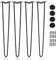 Jopassy 4er Set Haarnadel Tischbein Hairpin Legs, DIY Tischbeine mit Bodenschoner und Schrauben, Schwarz Haarnadelbeine aus Stahl 61cm 2-Stange Möbelfüße für Stühle, Schrank und Sofa
