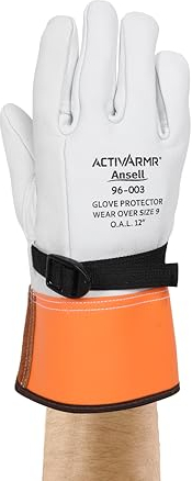Ansell ActivArmr 96-003, Electrician Work Gloves, Electrical Protection Class 1 & 2 (7500V-17000V), Insulating Leather Gloves for Professionals, Size XL (1 Pair)