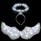 Ptesuply Alas de ángel iluminadas y aureola con luces LED, 3 modos de iluminación, disfraz de ángel blanco, para Halloween, Navidad, cosplay, fiestas, blanco frío, L