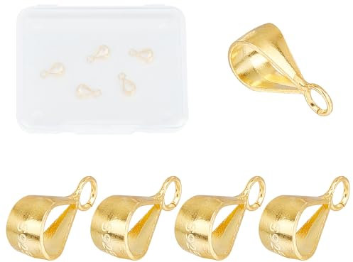 NICENEEDED 14K Gold Bails for Pendants Clasp, 925 Sterling Silver Jewelry Bails, Slider Connectors with Open Loop for Necklace Jewelry Making(5 PCS)