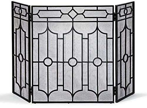 Portes De Cheminée Foyer intérieur écran de Salon décoration créative de Foyer à Trois Panneaux de Fer Creuse à Trois Panneaux Outils De Cheminée