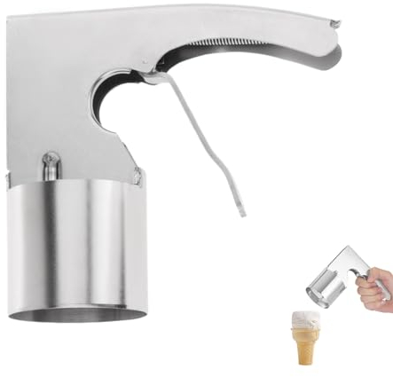 Bvdfgk - Cuchara de hielo cilíndrica con gatillo de acero inoxidable, cuchara de hielo comercial grande con palanca de liberación para galletas sándwich