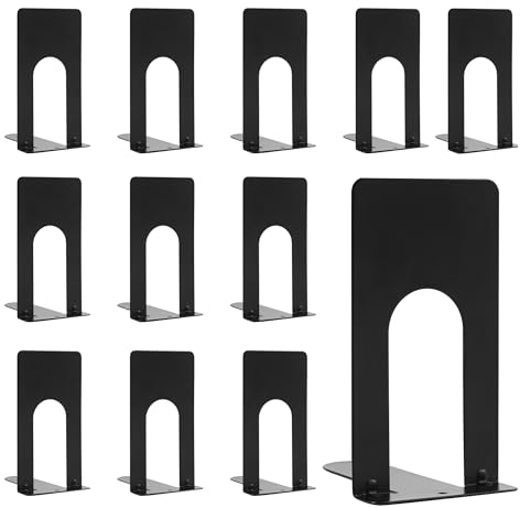 6 Paires Serre Livre,Serre Livres en Métal, Serre Livres de Haute Qualité, Anti-Rayures et Antidérapants, Adaptés aux Bureaux, écoles, Maisons et Bibliothèques (Noir)