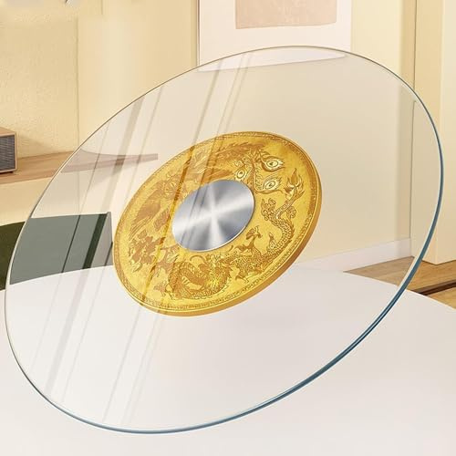 GSKDZG Tempered Glass Turntable 60cm 70cm 80cm 90cm Swivel Lazy Susan For Kitchen Dining Table Large Serving Plate Transparent Round Rotating Serving Tray(70cm (28inch))