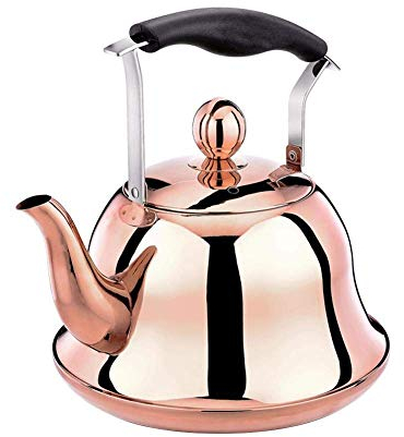 Ceramic Electric Kettle Cordless Water Teapot, 1L Retro Jug - Fast Boiling for Tea, Coffee, Soup - Automatic Power Off - Boil Dry Protection - Removable Base - White/Rose Gold - 1000W