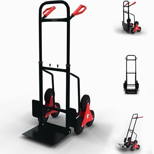 MAXCRAFT Sackkarre Treppenkarre bis 150 kg klappbar Treppensackkarre Transportkarre Treppensteiger in Schwarz