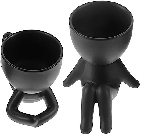 INOOMP 2pièces Pot De Fleurs Céramique Humanoïde De Cache-Pots Décoratifs Minimalistes pour Plantes Succulentes Petits Potiers Créatifs pour Bureau Et Maison