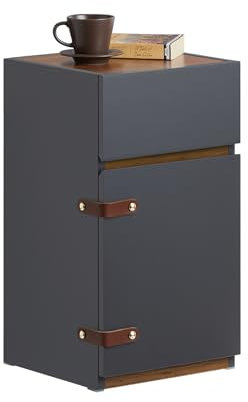 SoBuy Table de Chevet Bout de Canapé Table de Nuit Table d'Appoint Table Basse avec 1 Tiroir et 1 Porte pour Salon, Chambre ou Bureau, 30x30x56 cm - Gris, FBT146-DG