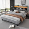 ModernLuxe 4FT6 Double Bed, Upholstered Bed Frame with LED Light Strip, Lower Flap Door Storage, 4 USB Port, Sturdy Youth Bed for Adults & Teenagers, Velvet, Grey, 135x190cm
