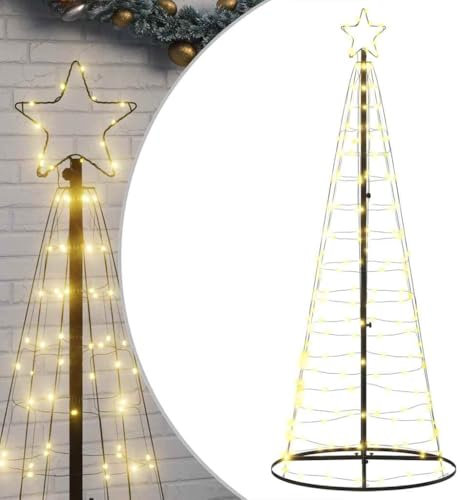 vidaXL Albero di Natale a LED 200 LED Bianco Caldo 182 cm, luci di Natale, luci di Natale a LED, luci di Natale per Esterni, luci di Natale per Giardini