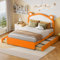 EASTALOLO Polsterbett Kinderbett 90x200 cm – Zweifarbiges Patchwork mit Ohrformen, Einzelbett für Jungen und Mädchen, inkl. Ablagefächern (Orange,140 * 200cm)