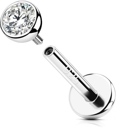 OUFER Silber 925 6 mm Helix Piercing Innengewinde Knorpel Ohrpiercing 16G Schmuck Conch Piercing Tragus Piercing Silber Clear 2 mm CZ Lippenpiercing Frauen